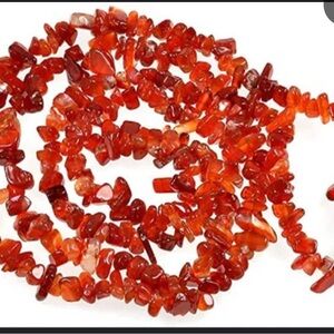 Authentic Red Carnelian Chip Necklace 36"
